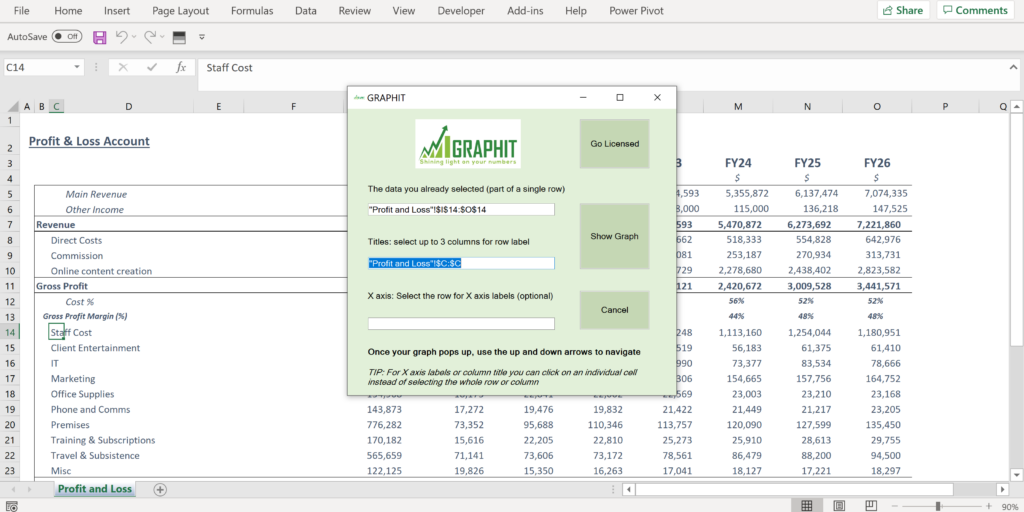 Select up to three columns for the graph title